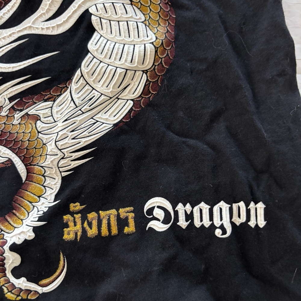 Nwot My Dream Thailand Black Gold Dragon Doubled Sided Sz M View 4
